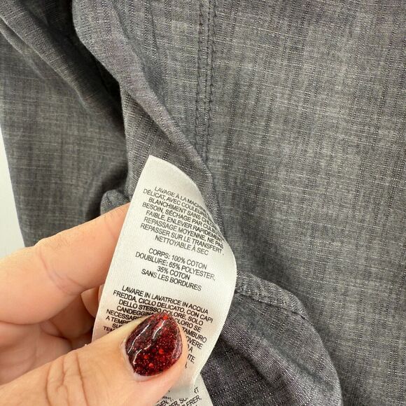 Columbia Shirt Women Small Chambray Double Breast Pockets Button Down Gray - Picture 10 of 11